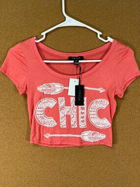 UK2LA Women Crop Top Shirt Small Graphic Tee Short Sleeve CHIC NWT